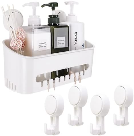 TAILI Shower Caddy Suction Cup 2 Pack with Hooks & Soap holder, Heavy Duty Shower Organizer for Bathroom, No Drilling Bathroom Organizer with Large Capacity, Black Metal Storage Basket - Homesidy.com