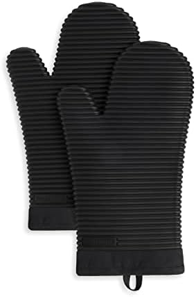 KITCHENAID Ribbed Soft Silicone Oven Mitt 2 - Pack Set, 7.5&34;x13&34;, Milkshake - Homesidy.com