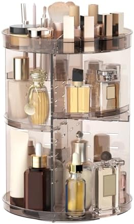 Rotating Makeup Organizer, DIY 8 Adjustable Layers Spinning Skincare Organizer, Cosmetic Display Case with Brush Holder Perfume Tray, Multi - Function Storage Carousel for Vanity Bathroom Countertop - Homesidy.com