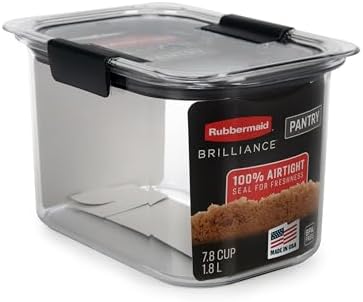 Rubbermaid Brilliance Pantry Airtight Food Storage Container, BPA - Free 7.8 Cup, Ideal for Brown Sugar - Efficient, Leak - Proof and Dishwasher - safe - Homesidy.com