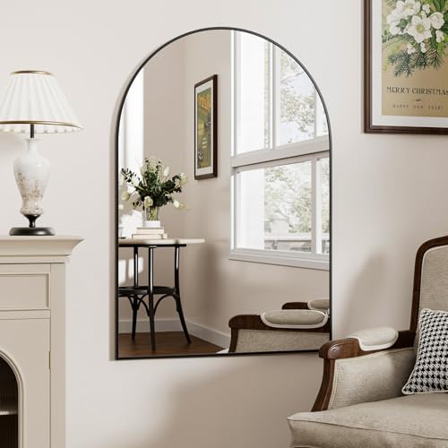 Rowjut Gold Arched Bathroom Mirror for Wall - 30&34;X20&34; Wall Mirror for Living Room, Bedroom, Bathroom, Dressing Room Hanging Vanity Mirror for Wall Decoration - Homesidy.com