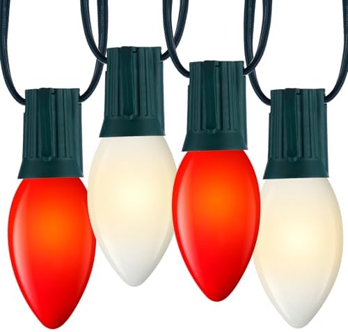 Vintage C9 Christmas Lights Outdoor, 50 FT C9 String Lights with 50 Clear Bulbs, Waterproof Christmas Tree Light for Outdoor Indoor Xmas Roofline Backyard Garden Patio Home Holiday Decor, Green Wire - Homesidy.com