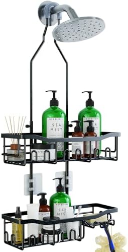 Joqixon Upgraded Extended Length Shower Organizer with Hooks, Rustproof Shampoo Soap Holder, Large Hanging Bathroom Caddy - Homesidy.com