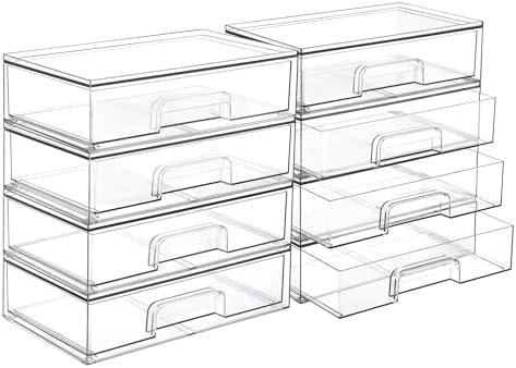 Vtopmart 12.1W Clear Stackable Storage Drawers,2 Pack Acrylic Plastic Organizers Bins for Makeup Palettes, Cosmetics, and Beauty Supplies,Ideal for Vanity, Bathroom,Cabinet,Desk Organization - Homesidy.com