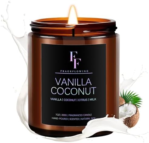 Vanilla Coconut Candle, Scented Candle for Home Soy Wax Candle, Aromatherapy Candle Gift for Women Men, 7oz - Homesidy.com