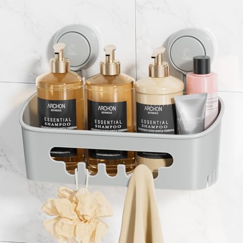 LEVERLOC Shower Caddy Suction Cup, Shower Organizer Removable Bathroom Shelf, Storage Suction Powerful Max Hold 22lbs Bathroom Caddy Waterproof Holder, White - Homesidy.com