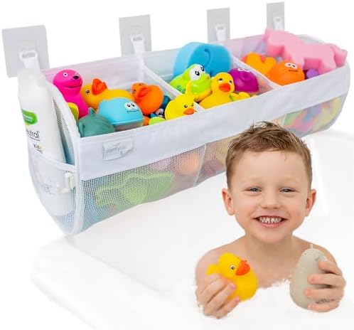 2 x Mesh Bath Toy Organizer 8 Ultra Strong Hooks – The Perfect Bathtub Toy Holder & Bathroom or Shower Caddy – These Multi - use Net Bags Make Baby Bath Toy Storage Easy – For Kids & Toddlers - Homesidy.com
