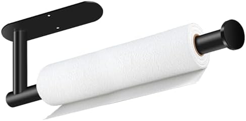 Paper Towel Holder, Self Adhesive or Drilling Paper Towel Holder Under Cabinet, Stainless Steel Black Paper Towel Holders Wall Mount for Kitchen, Bathroom, Sink, Pantry, Fridge - Homesidy.com