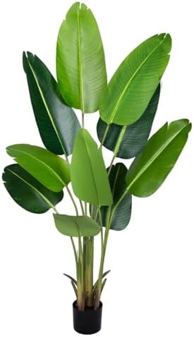 Artificial Bird of Paradise Plant 7Ft Fake Tropical Palm Tree with 17Trunks Faux Banana Leaf Trees in Pot for Home Indoor Outdoor Office Modern Decor Housewarming - Homesidy.com