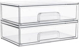 Vtopmart 12.1W Clear Stackable Storage Drawers,2 Pack Acrylic Plastic Organizers Bins for Makeup Palettes, Cosmetics, and Beauty Supplies,Ideal for Vanity, Bathroom,Cabinet,Desk Organization - Homesidy.com