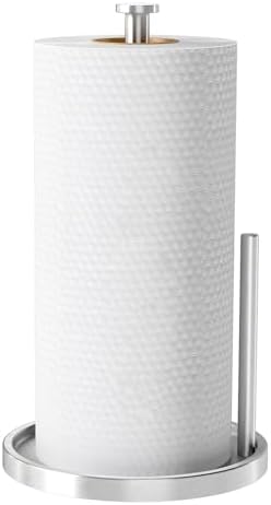 Paper Towel Holder Countertop, Standing Paper Roll Holder with Anti Slip Weighted Base, Stainless Steel Freestanding Paper Towel Holder for Kitchen, Black - Homesidy.com