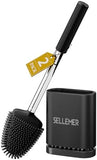 Sellemer Toilet Brush and Holder Set - Flexible Toilet Bowl Brush Head with Silicone Bristles, Compact Size for Storage and Organization, Ventilation Slots Base (1 Pack, Silver) - Homesidy.com