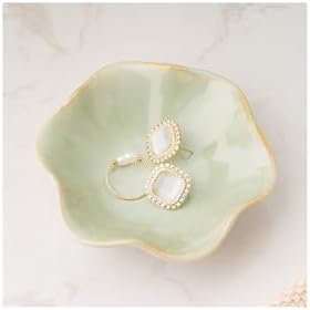 Mecaikru Ceramic Trinket Dish, Ring Tray, Decorative Jewelry Dish for Earrings Necklaces Watch Keys, for Women, White Green - Homesidy.com