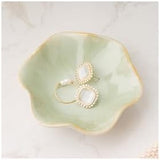 Mecaikru Ceramic Trinket Dish, Ring Tray, Decorative Jewelry Dish for Earrings Necklaces Watch Keys, for Women, White Green - Homesidy.com