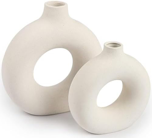 Ceramic Vases Set of 2,Modern Vases for Home Decor, White Boho Style for Living Room Kitchen Mantle Bedroom Dining Table Office Farmhouse Decorative Design - Homesidy.com