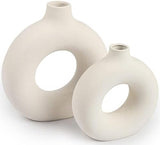 Ceramic Vases Set of 2,Modern Vases for Home Decor, White Boho Style for Living Room Kitchen Mantle Bedroom Dining Table Office Farmhouse Decorative Design - Homesidy.com