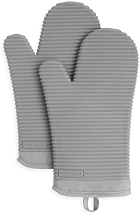 KITCHENAID Ribbed Soft Silicone Oven Mitt 2 - Pack Set, 7.5&34;x13&34;, Milkshake - Homesidy.com