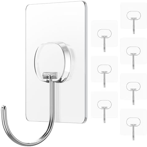 Adhesive Hooks for Hanging Heavy Duty Wall Hooks Self Adhesive Towel Coat Hooks Waterproof Transparent Hook for Bathroom Shower Kitchen Keys Door Outdoor Home Improvement Utility Hook 12 Pack - Homesidy.com