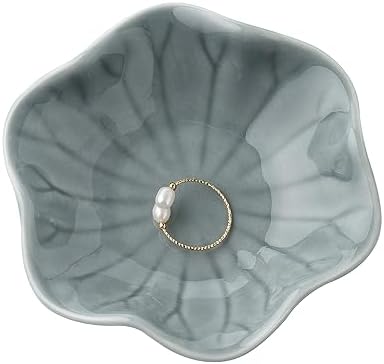 Mecaikru Ceramic Trinket Dish, Ring Tray, Decorative Jewelry Dish for Earrings Necklaces Watch Keys, for Women, White Green - Homesidy.com