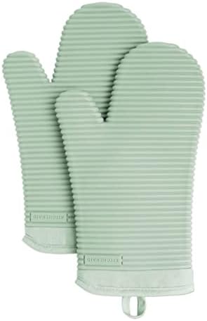 KITCHENAID Ribbed Soft Silicone Oven Mitt 2 - Pack Set, 7.5&34;x13&34;, Milkshake - Homesidy.com