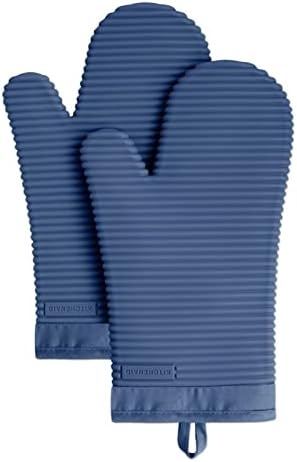 KITCHENAID Ribbed Soft Silicone Oven Mitt 2 - Pack Set, 7.5&34;x13&34;, Milkshake - Homesidy.com