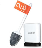 Sellemer Toilet Brush and Holder Set - Flexible Toilet Bowl Brush Head with Silicone Bristles, Compact Size for Storage and Organization, Ventilation Slots Base (1 Pack, Silver) - Homesidy.com