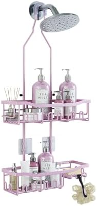 Joqixon Upgraded Extended Length Shower Organizer with Hooks, Rustproof Shampoo Soap Holder, Large Hanging Bathroom Caddy - Homesidy.com