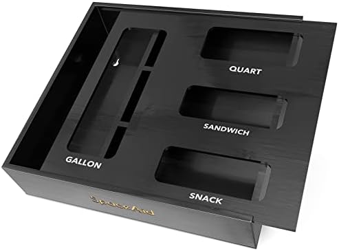SpaceAid Bag Storage Organizer for Kitchen Drawer, Bamboo Organizer, Compatible with Gallon, Quart, Sandwich and Snack Variety Size Bag (1 Box 4 Slots) - Homesidy.com