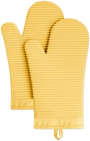KITCHENAID Ribbed Soft Silicone Oven Mitt 2 - Pack Set, 7.5&34;x13&34;, Milkshake - Homesidy.com