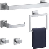 5 - Pieces Matte Black Bathroom Hardware Accessories Set, SUS304 Stainless Steel Bath Towel Bar Set, Towel Racks for Bathroom Wall Mounted. - Homesidy.com