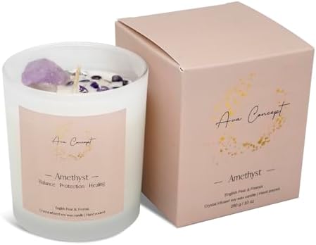 ava concept - Soy Candles with Crystals - Aromatherapy Scented Candle for Women - Lavender Vanilla Gift Set - Small Wax Melts - 3 Pack 3.5oz - Homesidy.com