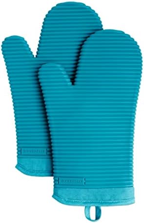 KITCHENAID Ribbed Soft Silicone Oven Mitt 2 - Pack Set, 7.5&34;x13&34;, Milkshake - Homesidy.com