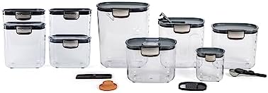 ProKeeper 9 - Piece Airtight Food Storage Container Set – Clear Plastic Flour and Sugar Canister Set with Magnetic Accessories for Kitchen Organization (Grey, 9 - Piece) - Homesidy.com