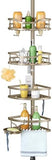 HAMITOR Corner Shower Caddy Tension Pole: Rustproof 4 - Tier Bathroom Organizer Shelves for Bathtub Shampoo Storage - 47 - 121 Inch Quick Install Adjustable Rod Standing Rack with Soap Rack - Silver Gray - Homesidy.com