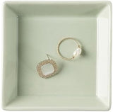 Mecaikru Ceramic Trinket Dish, Ring Tray, Decorative Jewelry Dish for Earrings Necklaces Watch Keys, for Women, White Green - Homesidy.com