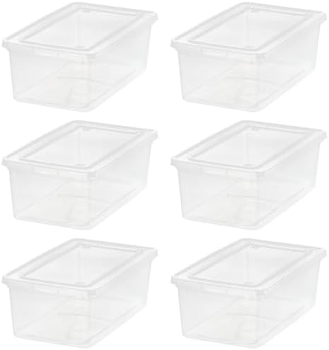 IRIS USA 6 Qt. Plastic Storage Bins Containers with Lids, 4 Pack, Small Sensory Bin, Craft Storage, Craft Organizers &amp; Storage, Organizing Container for Home, Office &amp; Art Supplies, Stackable, Clear - Homesidy.com