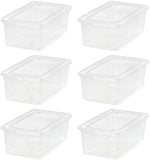 IRIS USA 6 Qt. Plastic Storage Bins Containers with Lids, 4 Pack, Small Sensory Bin, Craft Storage, Craft Organizers &amp; Storage, Organizing Container for Home, Office &amp; Art Supplies, Stackable, Clear - Homesidy.com