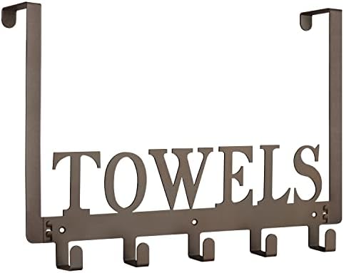 Kuhome Over The Door Hooks, Towel Holder for Bathroom, Door Mount Towel Rack Towel Hooks for Bedroom Beach Towels Bathrobe Wall Mount Hang on The Door Cabinet Cupboard Metal Sandblasted (Black) - Homesidy.com