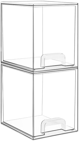 Vtopmart 12.1W Clear Stackable Storage Drawers,2 Pack Acrylic Plastic Organizers Bins for Makeup Palettes, Cosmetics, and Beauty Supplies,Ideal for Vanity, Bathroom,Cabinet,Desk Organization - Homesidy.com