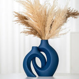 Lvases Snuggle Hollow Ceramic Vase Set of 2, Nordic Modern Boho ins Style Decorative Ceramic Aesthetic Flower Vase for Home Decor (Milky White W 6.3&34; X H 8.4&34;) - Homesidy.com