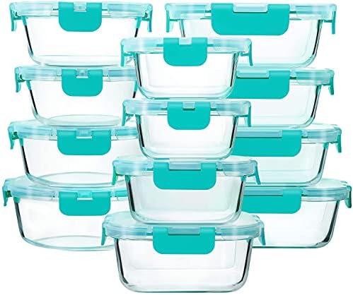 M MCIRCO 24 - Piece Glass Food Storage Containers with Upgraded Snap Locking Lids,Glass Meal Prep Containers Set - Airtight Lunch Containers, Microwave, Oven, Freezer and Dishwasher - Homesidy.com