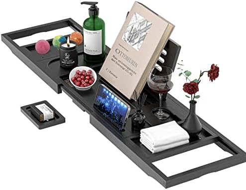 Premium Bathtub Tray Caddy, Expandable Bath Tray, Unique House Warming Gifts, New Home, Anniversary and Wedding Gifts for Couple, Bridal Shower Gift for Women - Homesidy.com