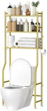 GloTika 3 - Tier Over The Toilet Storage, Space Saver Metal Bathroom Shelves, Freestanding Above Over Toilet Storage Shelf with 4 Hooks for Bathroom, Black - Homesidy.com