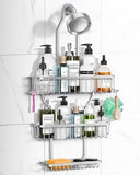 MSAICOE Shower Caddy Hanging - Never Rust Shower Hanging Organizer - Aluminum Over the ShowerHead Caddy with Soap Basket and 6 Hooks for Razor/Sponge (Black) - Homesidy.com