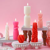 Threlaco 6 Pcs Pillar Candles Modern Aesthetic Ribbed Decorative Candle Set Cute Soy Wax Scented Ribbed Decor for Home(White,2.36 - 6.89 Inch) - Homesidy.com