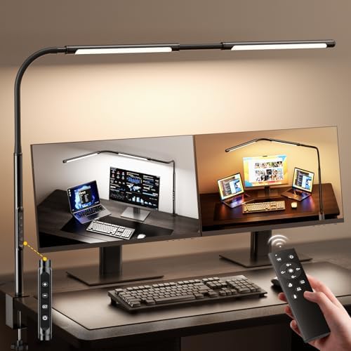 Airlonv LED Desk Lamp for Office Home, Eye - Caring Desk Light with Stepless Dimming Adjustable Flexible Gooseneck, 10W USB Adapter Desk Lamp with Clamp for Reading, Study, Workbench (Black) - Homesidy.com