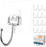 GLUIT Adhesive Wall Hooks for Hanging Heavy Duty 22 lbs Hooks for Walls No Damage, Towel Sticky Clear Hook, Waterproof, Home, Bathroom, Kitchen, Office, and Outdoor 12 Pack - Homesidy.com