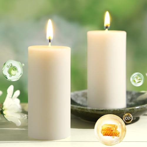 Natural Beeswax Pillar Candles,100% Pure Beeswax Candles - 258 Hours Long Burning,Off - White Unscented Bees Wax Candles for Home,Prayer,Dripless Smokeless Organic Pillar Candles Bulk - 2x4in - 6 Pack - Homesidy.com