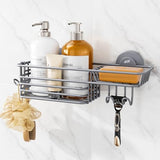 TAILI Shower Caddy Suction Cup 2 Pack with Hooks &amp; Soap holder, Heavy Duty Shower Organizer for Bathroom, No Drilling Bathroom Organizer with Large Capacity, Black Metal Storage Basket - Homesidy.com