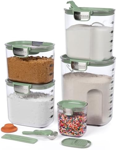 ProKeeper 9 - Piece Airtight Food Storage Container Set – Clear Plastic Flour and Sugar Canister Set with Magnetic Accessories for Kitchen Organization (Grey, 9 - Piece) - Homesidy.com